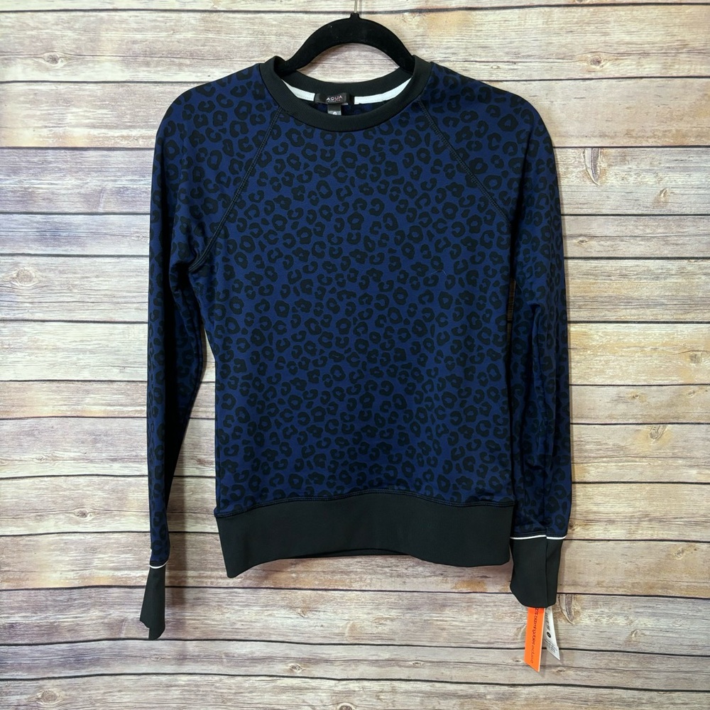 Aqua Athletic Blue Black Leopard Print Size XS NWT F2